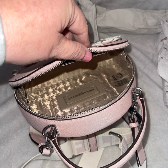 NWT Karl Lagerfeld Paris Maybelle Pink Crossbody Bag with Floral Design - Picture 9 of 11